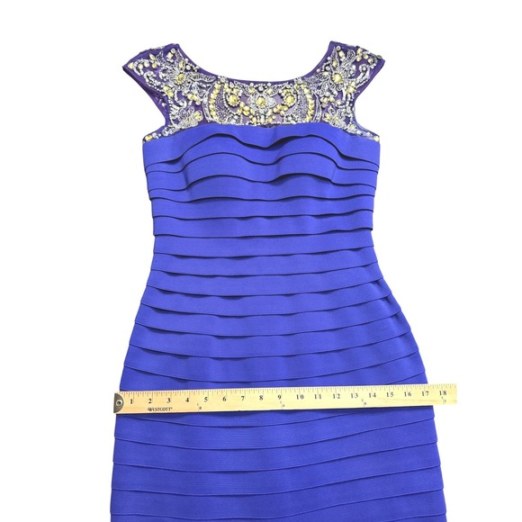 Sherri Hill Purple Embellished Cap Sleeve Cocktail Dress Bodycon Size 6 - Picture 7 of 8
